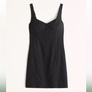 Corset seamed linen-blend mini dress